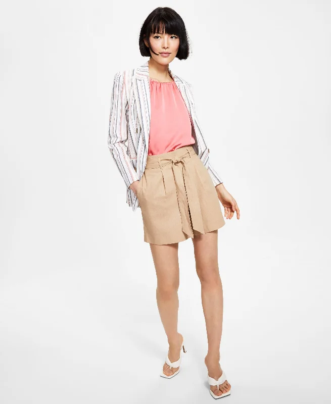 Bar III Womens Striped Faux Double Breasted Jacket Welt Pockets Slit Pockets Flap Pockets Bar III Womens Striped Faux Double Breasted Jacket Welt Pockets Slit Pockets Flap Pockets