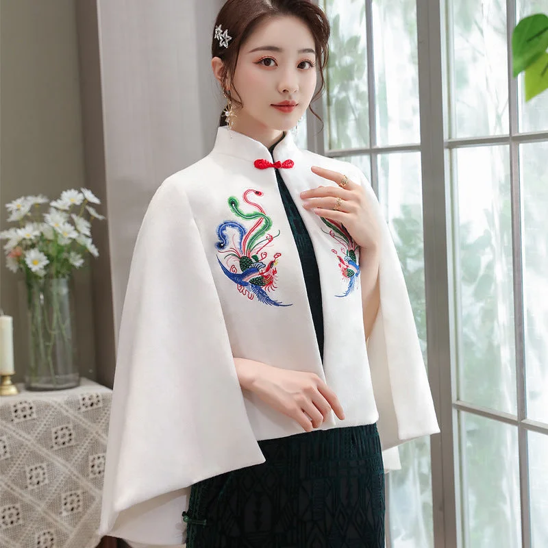 Cape Sleeve Dragon & Phoenix Embroidery Sheep Down Shawl Cloak Bolero Jacket Herringbone Jacket Houndstooth Jacket Plaid Jacket Cape Sleeve Dragon & Phoenix Embroidery Sheep Down Shawl Cloak Bolero Jacket Herringbone Jacket Houndstooth Jacket Plaid Jacket