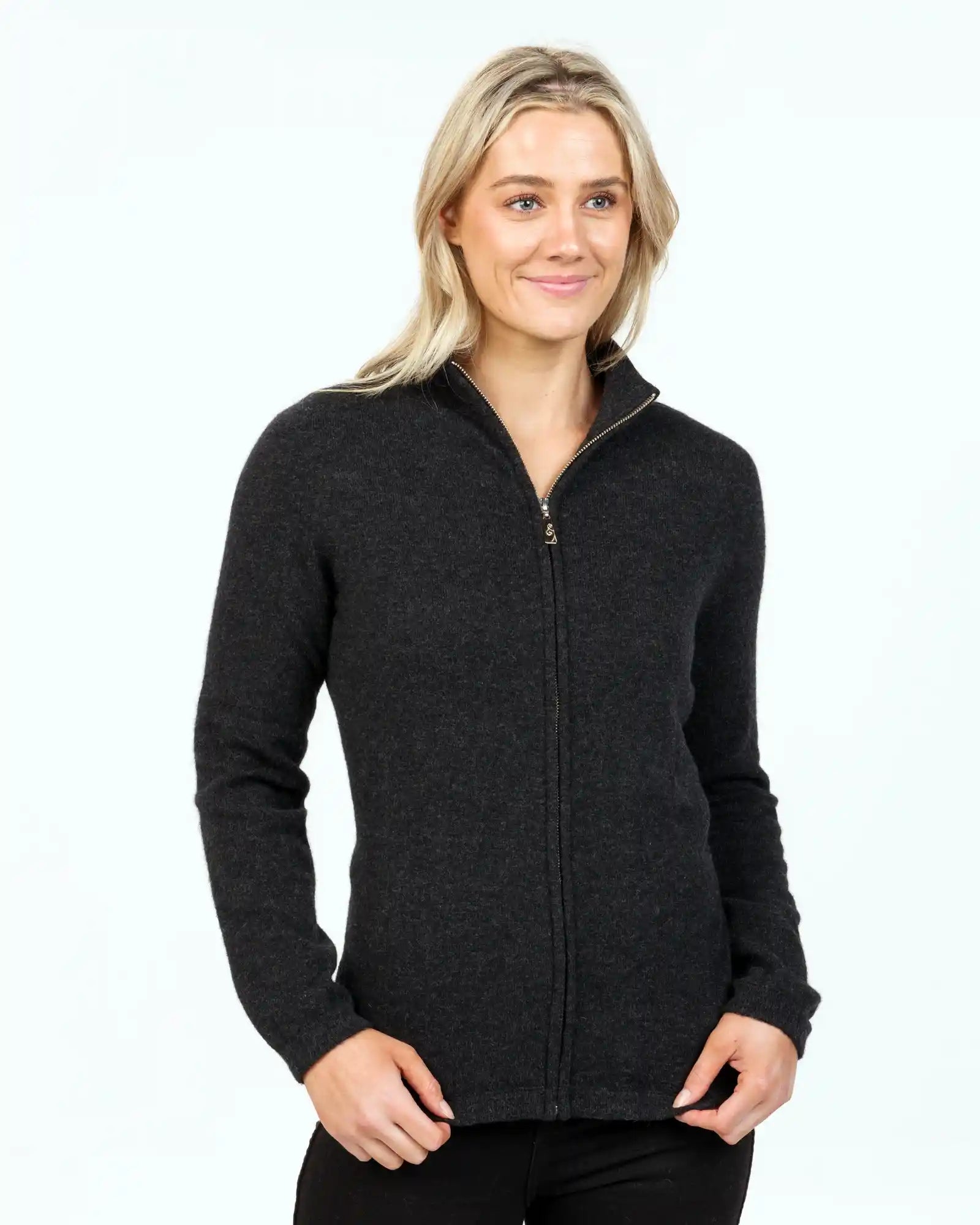 Charcoal Women's Plain Zip Jacket - NB485 Mesh Jacket Canvas Jacket Denim Jacket