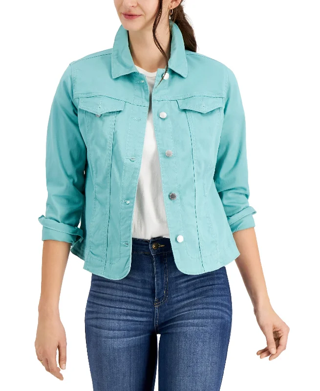 Charter Club Denim Jacket Welt Pockets Slit Pockets Flap Pockets