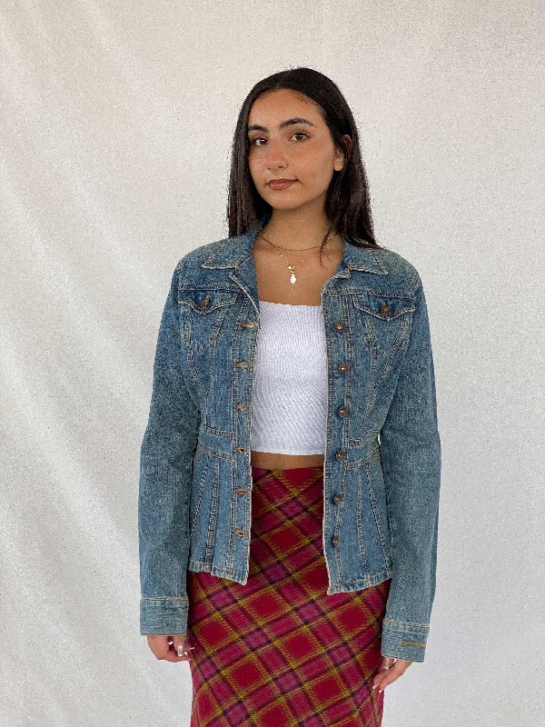DKNY JEANS Light Denim Jacket Embroidered Jacket Appliqued Jacket Beaded Jacket