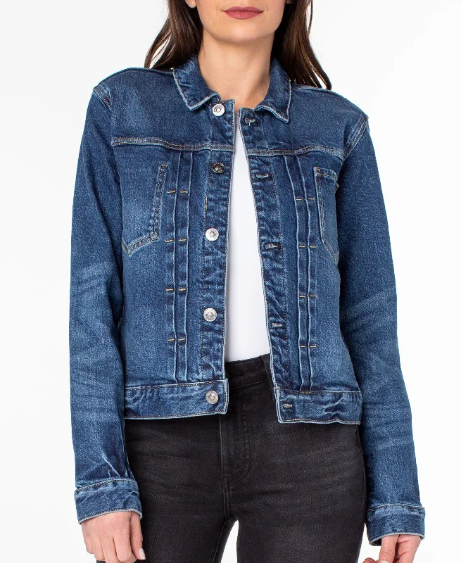 Earnest Sewn Denim Jacket Stand-Up Collar Roll-Neck Collar Turtle Neck