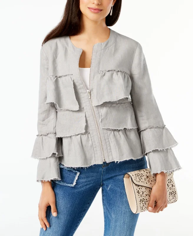 INC International Concepts Linen Ruffled Jacket Cotton Jacket Linen Jacket Terry Jacket INC International Concepts Linen Ruffled Jacket Cotton Jacket Linen Jacket Terry Jacket