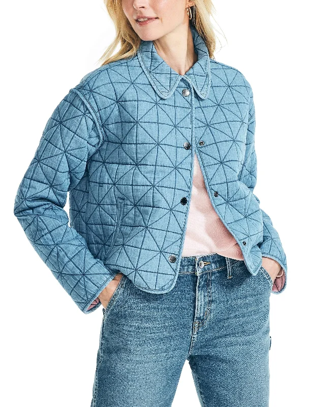 Jeans Co. Women's Quilted Denim Jacket Bomber Jacket Anorak Windbreaker