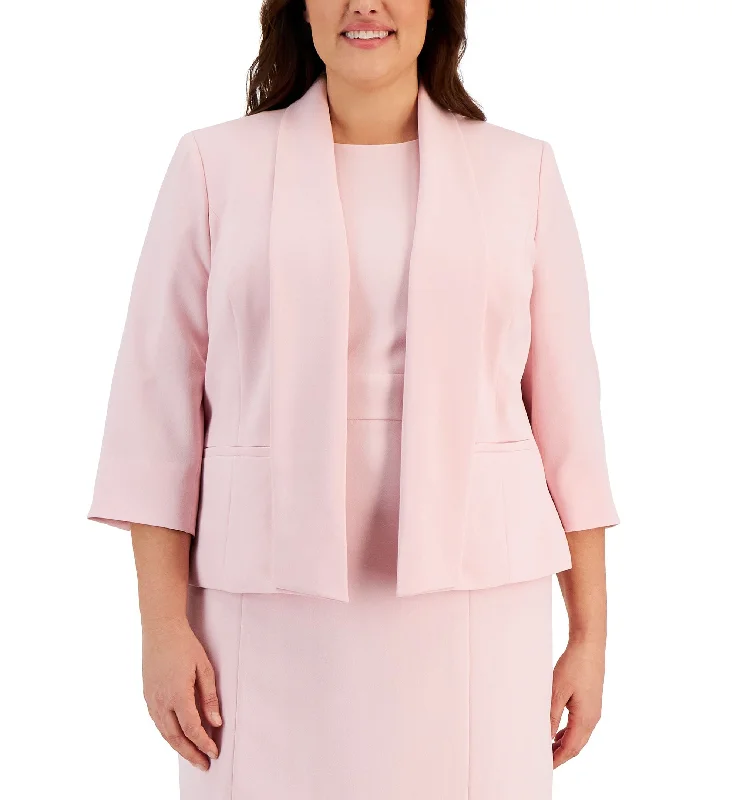 Plus Size Stretch Crepe Open-Front Jacket Fleece Jacket Down Jacket Feather Jacket