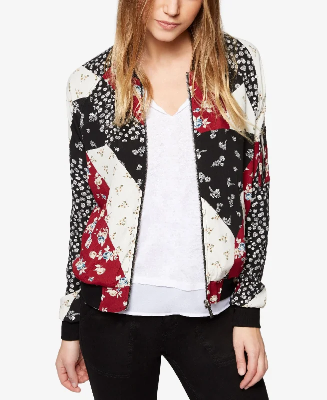Sanctuary Printed Patchwork Bomber Jacket Mesh Jacket Canvas Jacket Denim Jacket