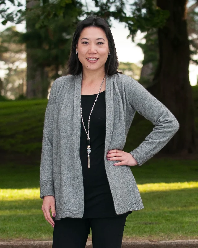 Silver Grey Women's Long Merino Wrap Jacket - NB498 Oversized Jacket Tailored Jacket Straight Jacket Silver Grey Women's Long Merino Wrap Jacket - NB498 Oversized Jacket Tailored Jacket Straight Jacket