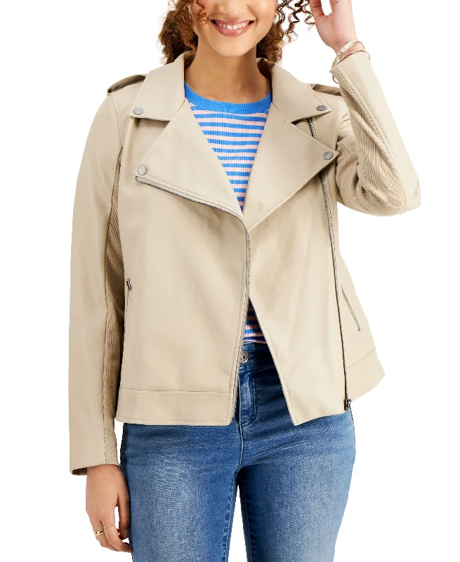 Style & Co Faux Leather Moto Jacket Wool Fabric Cashmere Fabric Tweed Fabric