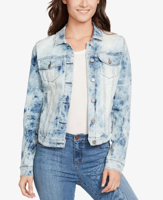 William Rast Sussex Tie Dyed Denim Jacket Boat Neck Shawl Collar Notched Collar
