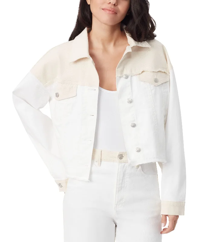 Women's Gloria Vanderbilt x Christian Siriano Colorblocked Cropped Denim Jacket Front Pockets Side Pockets Patch Pockets Women's Gloria Vanderbilt x Christian Siriano Colorblocked Cropped Denim Jacket Front Pockets Side Pockets Patch Pockets
