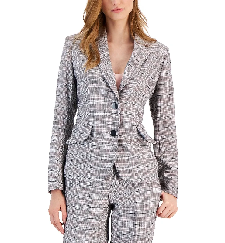 Women's Plaid Two-Button Notch-Collar Jacket Insulated Jacket Fitted Jacket Loose Jacket Women's Plaid Two-Button Notch-Collar Jacket Insulated Jacket Fitted Jacket Loose Jacket