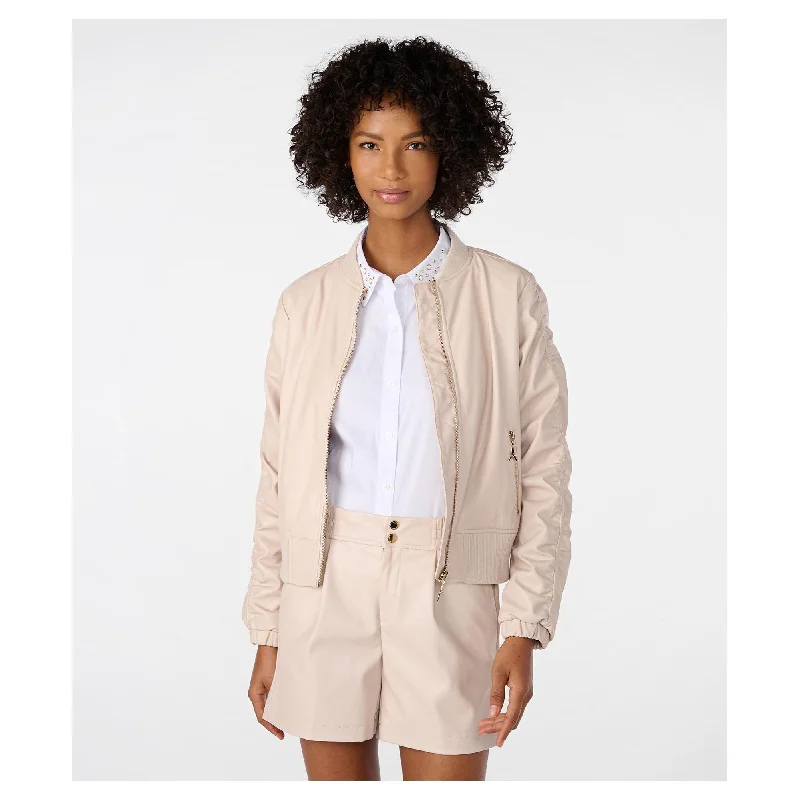 Women's Ruched Bomber Jacket Hooded Jacket Caped Jacket Shawl Collar Jacket