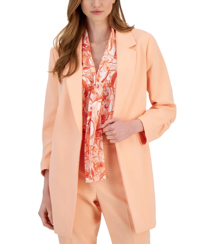 Women's Ruched-Sleeve Topper Jacket Chenille Jacket Brocade Jacket Lace Jacket