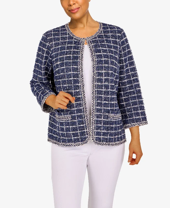 Women's Sloane Street Shimmer Boucle with Fringe Trim Jacket Chenille Fabric Brocade Fabric Lace Fabric Women's Sloane Street Shimmer Boucle with Fringe Trim Jacket Chenille Fabric Brocade Fabric Lace Fabric