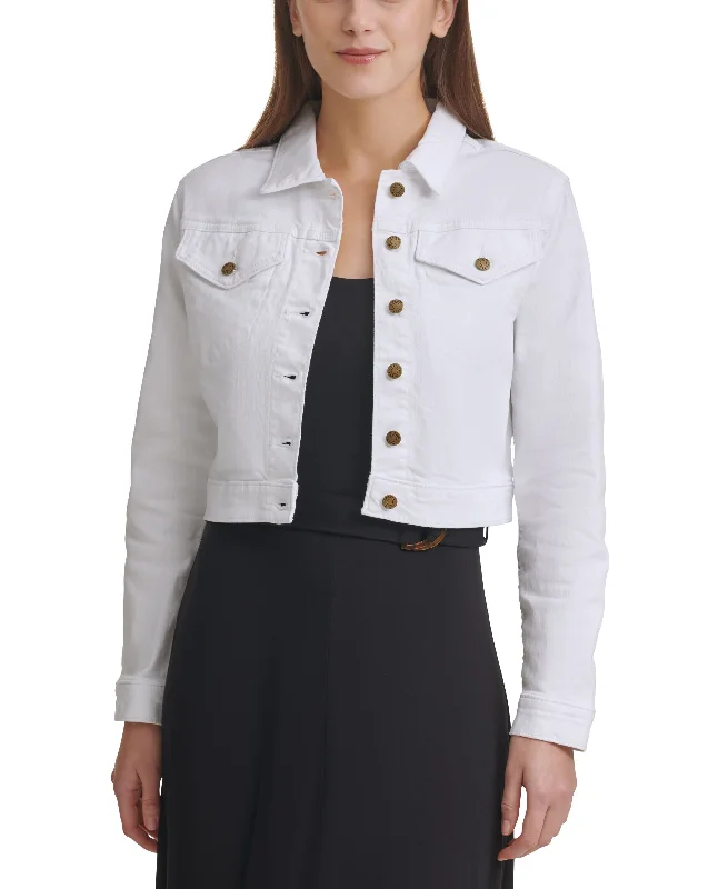 Calvin Klein White Jean Jacket Wool Fabric Cashmere Fabric Tweed Fabric