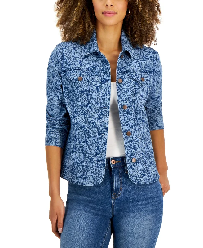 Charter Club Petite Paisley Denim Trucker Jacket Fleece Jacket Down Jacket Feather Jacket Charter Club Petite Paisley Denim Trucker Jacket Fleece Jacket Down Jacket Feather Jacket