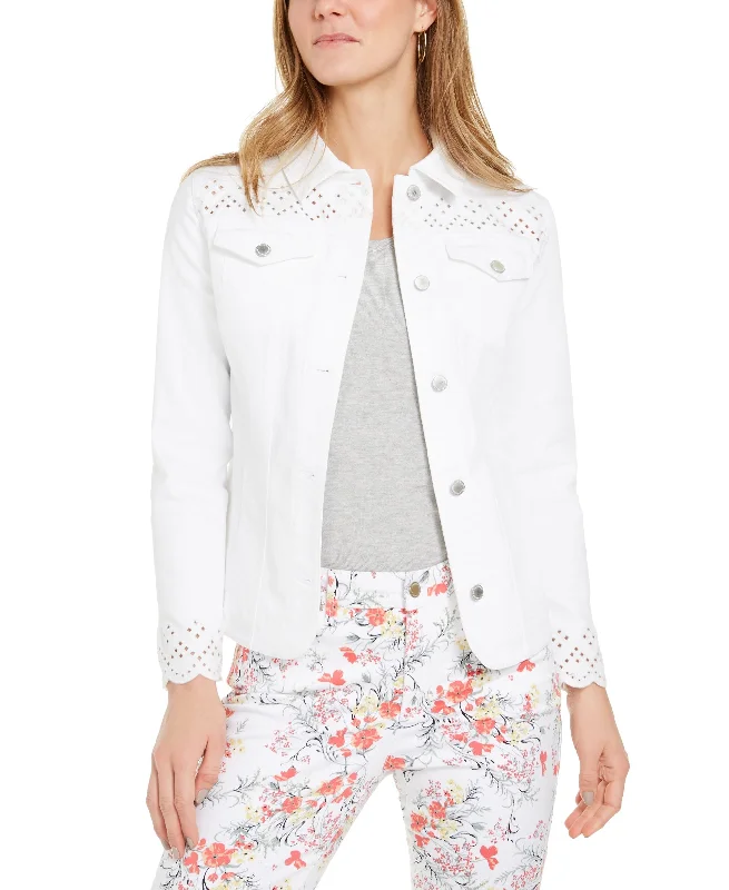 Charter Club Petite White Eyelet Jean Jacket Faux Fur Jacket Real Fur Jacket Shearling Jacket Charter Club Petite White Eyelet Jean Jacket Faux Fur Jacket Real Fur Jacket Shearling Jacket