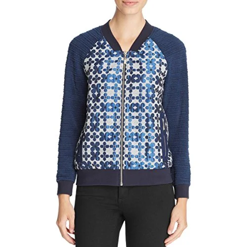 Finity Floral Jacquard Bomber Jacket Boat Neck Shawl Collar Notched Collar