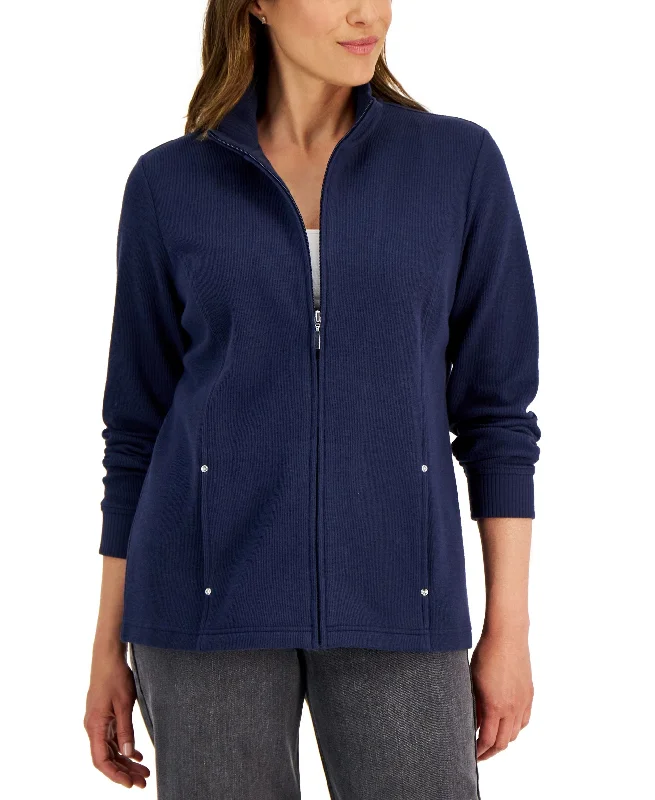 Karen Scott Petite Solid Zip Mock Neck Jacket Rayon Jacket Velvet Jacket Corduroy Jacket Karen Scott Petite Solid Zip Mock Neck Jacket Rayon Jacket Velvet Jacket Corduroy Jacket