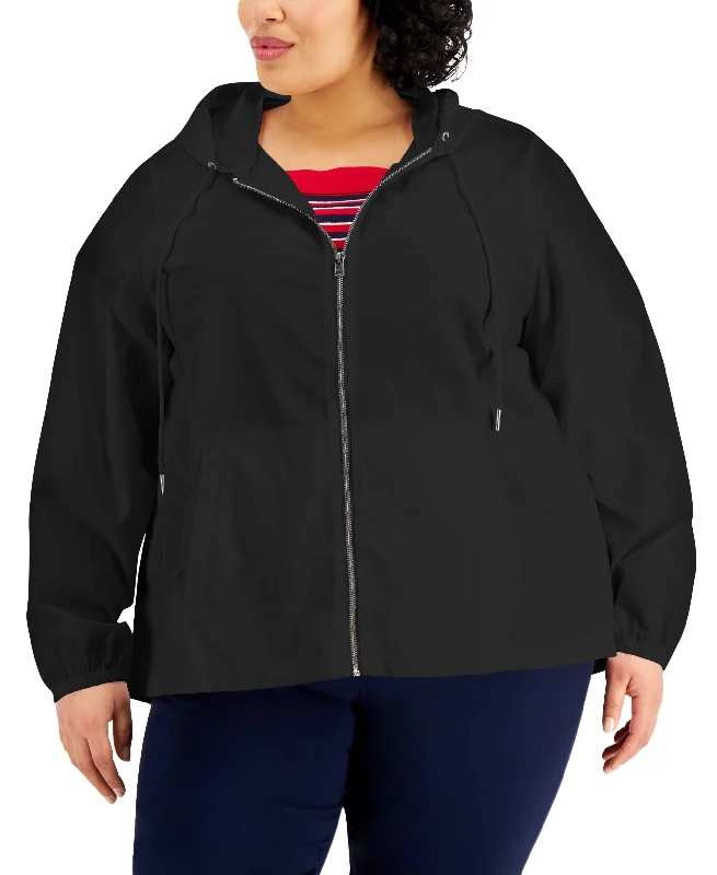 Karen Scott Plus Size Cotton Hooded Jacket Nylon Fabric Polyester Fabric Spandex Fabric Karen Scott Plus Size Cotton Hooded Jacket Nylon Fabric Polyester Fabric Spandex Fabric