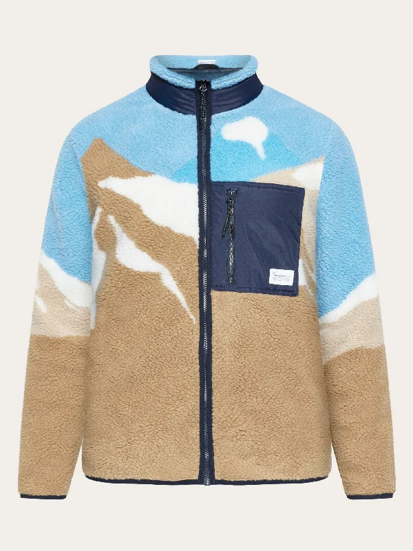 Loose mountain teddy jacket - GRS/Vegan - Blue Cotton Fabric Linen Fabric Terry Fabric Loose mountain teddy jacket - GRS/Vegan - Blue Cotton Fabric Linen Fabric Terry Fabric