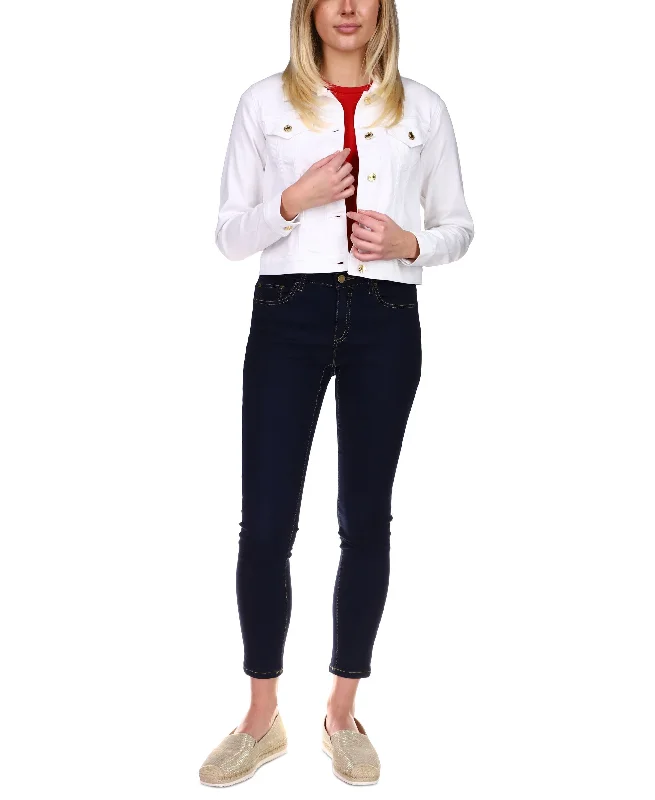 Michael Michael Kors Denim Trucker Jacket Front Pockets Side Pockets Patch Pockets