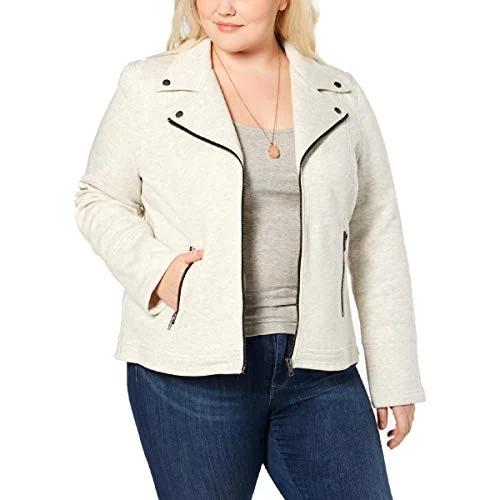 Plus Size French-Terry Moto Jacket Trench Coat Raincoat Waterproof Jacket