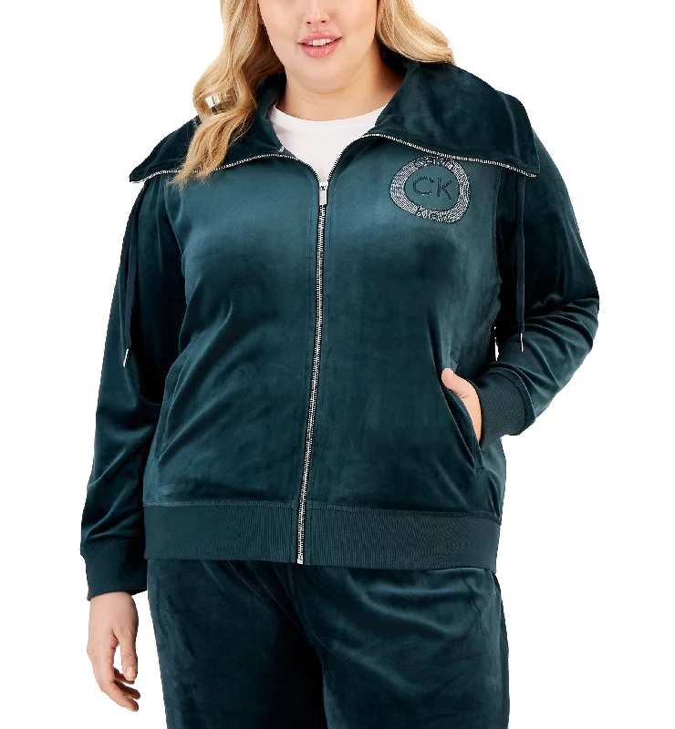 Plus Size Funnel-Neck Circle Logo Velour Zip-Up Jacket Tiered Jacket Buttoned Jacket Zippered Jacket Plus Size Funnel-Neck Circle Logo Velour Zip-Up Jacket Tiered Jacket Buttoned Jacket Zippered Jacket