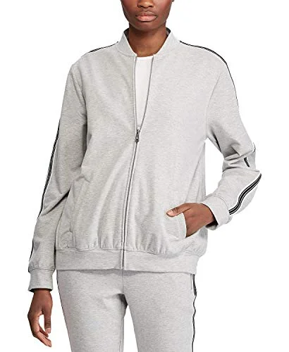 Ralph Lauren Lauren Stripe-Trim Bomber Jacket (Pearl Grey Heather, XXS) Denim Fabric Leather Fabric Suede Fabric Ralph Lauren Lauren Stripe-Trim Bomber Jacket (Pearl Grey Heather, XXS) Denim Fabric Leather Fabric Suede Fabric