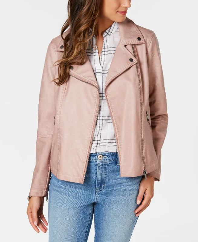 Faux-Leather Moto Jacket Faux Fur Fabric Real Fur Fabric Shearling Fabric