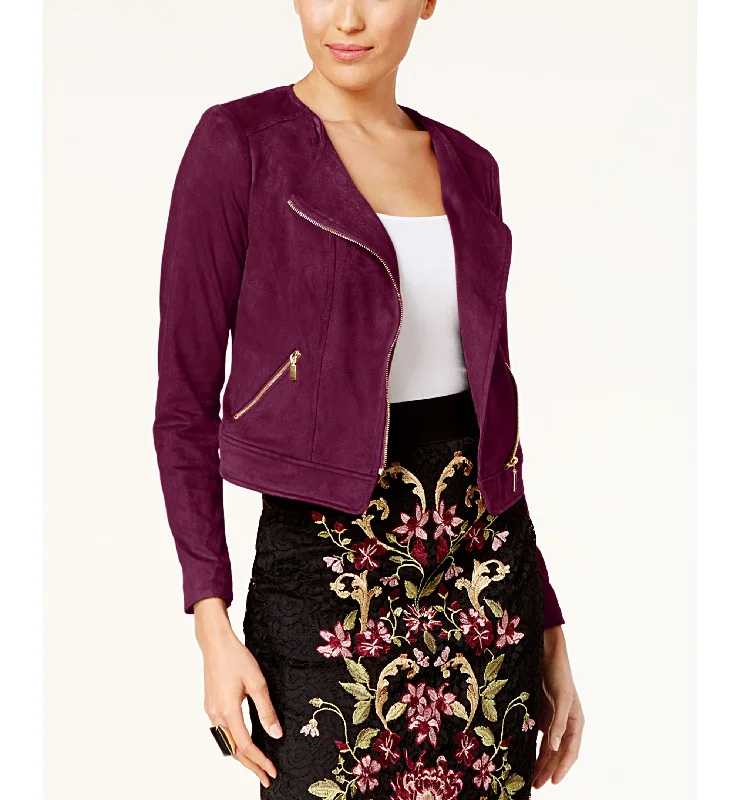 Thalia Sodi Faux Suede Moto Jacket Wool Fabric Cashmere Fabric Tweed Fabric