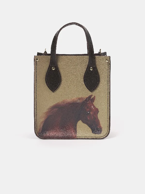 The Mini Tote - Dark Brown Saffiano with Whistlejacket Stand-Up Collar Roll-Neck Collar Turtle Neck The Mini Tote - Dark Brown Saffiano with Whistlejacket Stand-Up Collar Roll-Neck Collar Turtle Neck