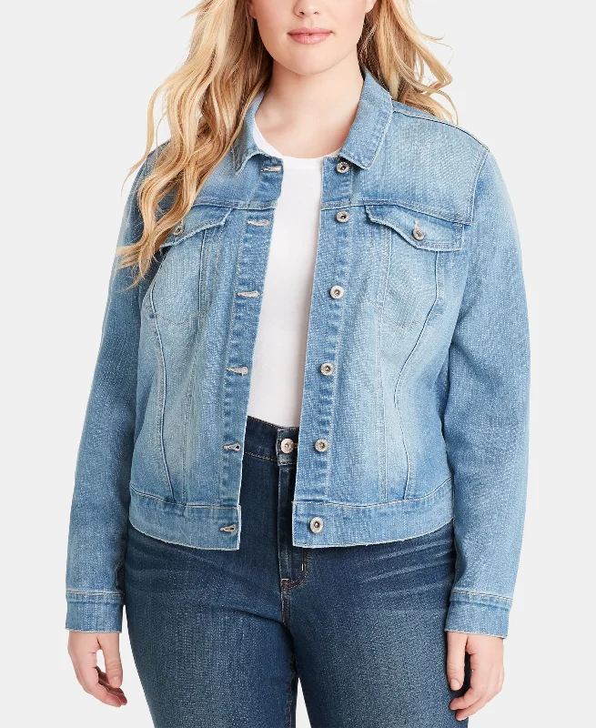 Trendy Plus Size Cotton Denim Jacket Belted Jacket Elasticated Jacket Padded Jacket