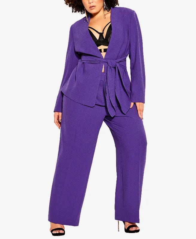 Trendy Plus Size Elegance Jacket Belted Jacket Elasticated Jacket Padded Jacket