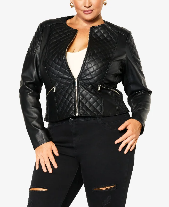 Trendy Plus Size Eliza Faux Leather Jacket Wool Jacket Cashmere Jacket Tweed Jacket