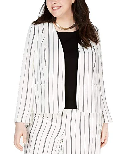 Trendy Plus Size Striped Collarless Jacket V-Neck Jacket Boat Neck Jacket Square Neck Jacket Trendy Plus Size Striped Collarless Jacket V-Neck Jacket Boat Neck Jacket Square Neck Jacket