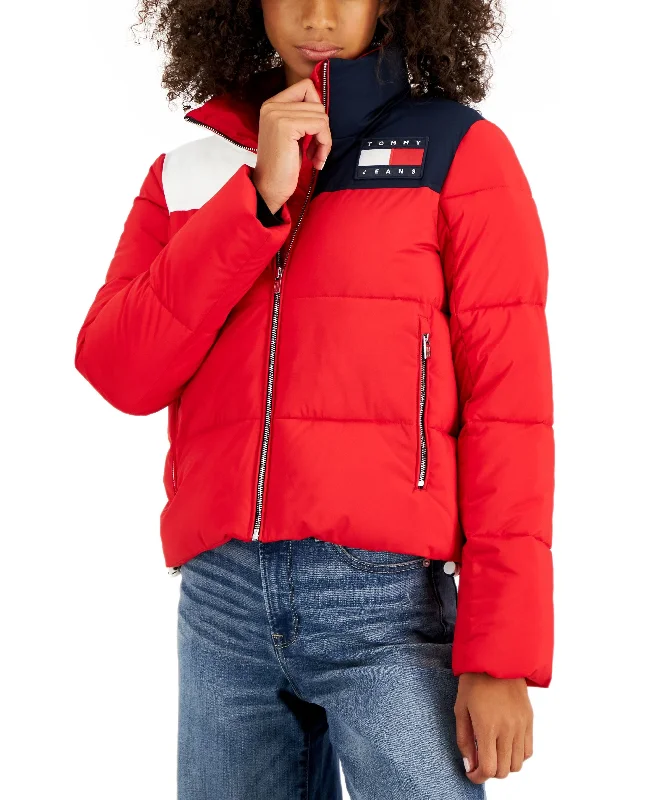 Women's Colorblocked Puffer Jacket Knit Jacket Woven Jacket Fleece Jacket