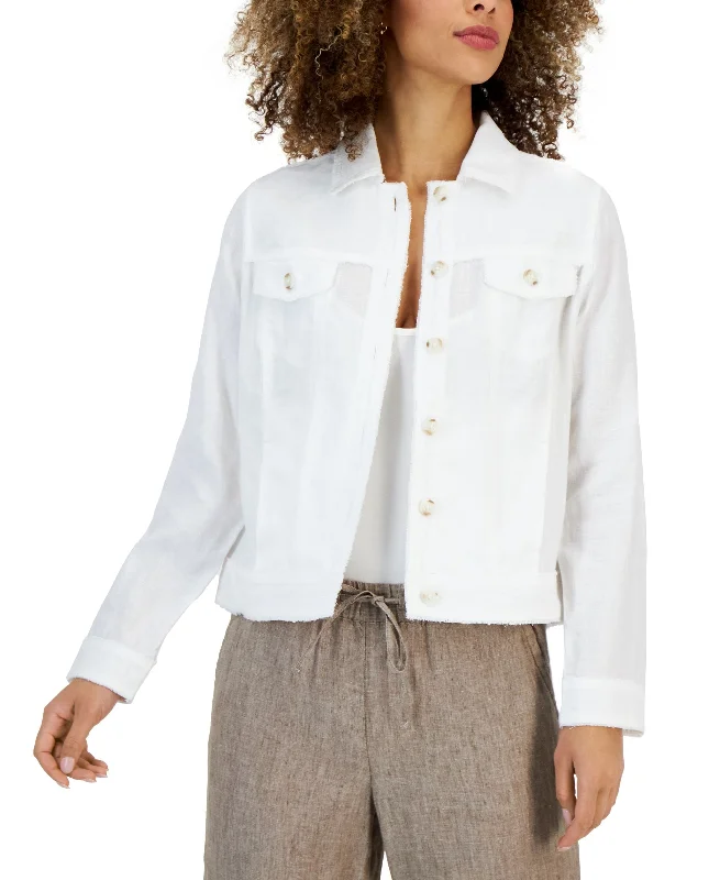 Women's Linen Jacket Belted Jacket Elasticated Jacket Padded Jacket