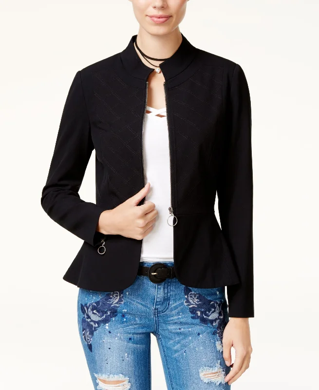XOXO Juniors Quilted Peplum Jacket Rayon Fabric Velvet Fabric Corduroy Fabric