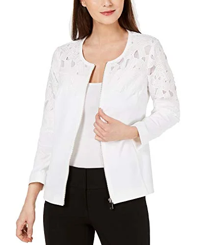 Zip-Front Crochet Jacket Satin Jacket Silk Jacket Chiffon Jacket
