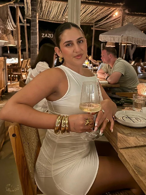 Amanda Mini Dress (White) Classic Solid Mini Dress