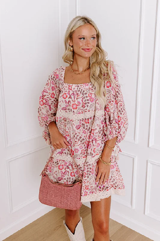 Bohemian Bliss Floral Mini Dress Fashionable Pleated Mini Dress