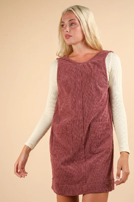 CORDUROY MINI DRESS Trendy Camisole Mini Dress