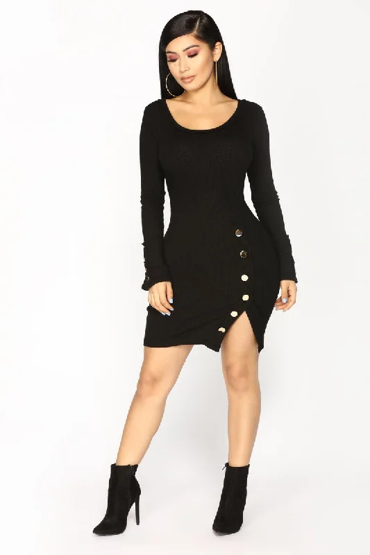 Cute As A Button Mini Dress - Black Ø70 Classic Striped Mini Dress