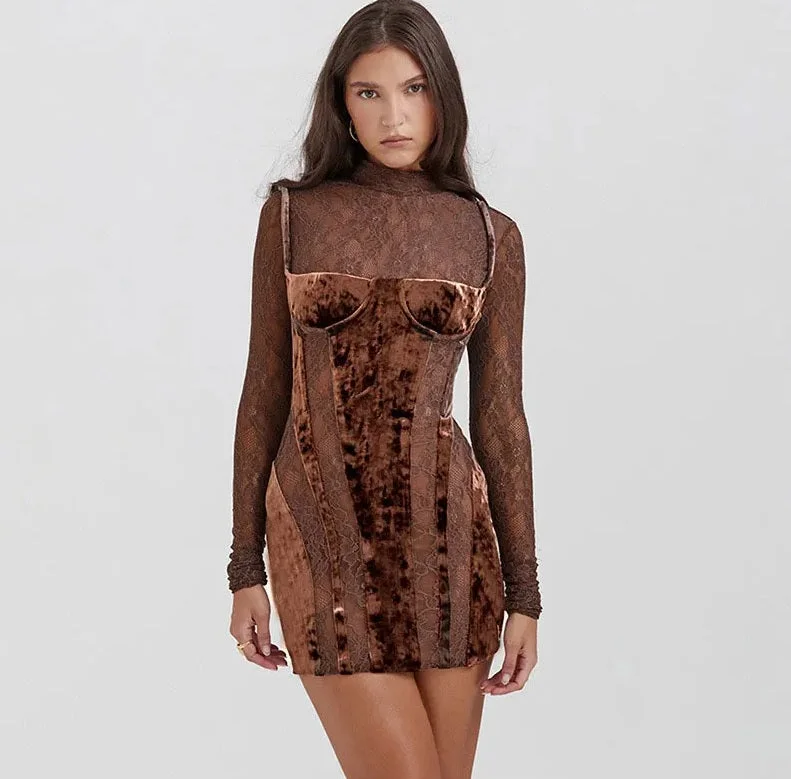 Elegant Patchwork Bodycon Mini Dress CODE: READY1311 Comfortable Zip-Up Mini Dress