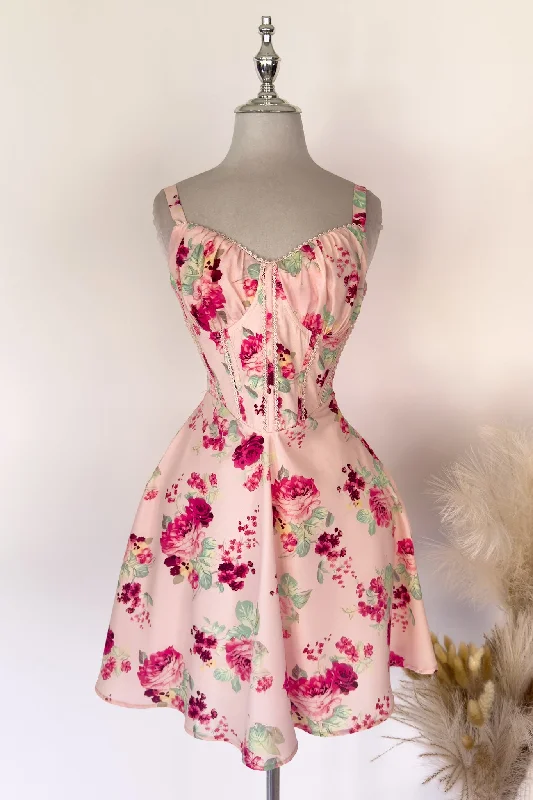 Emily Floral Mini Dress - Pink Chic Puff Sleeve Mini Dress