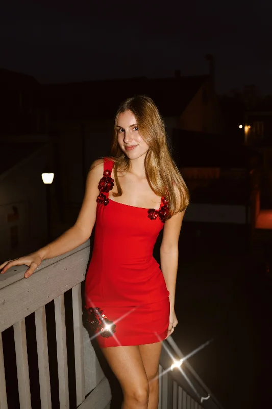 Emma Eventwear Mini Dress In Red Fashionable Mini Dress with Pockets
