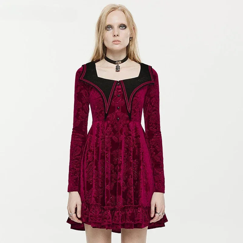 Gothic Bat Shaped Velvet Mysterious Mini Dress Fashionable Off-Shoulder Mini Dress