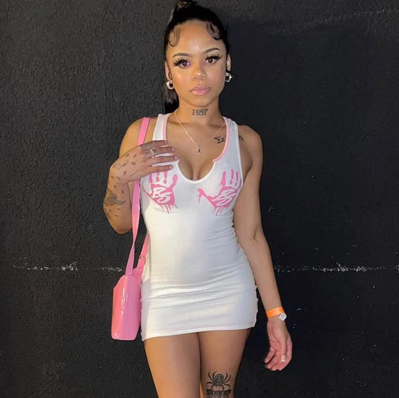 Hands on Me Tank Mini Dress Elegant Mini Dress with Ruffles