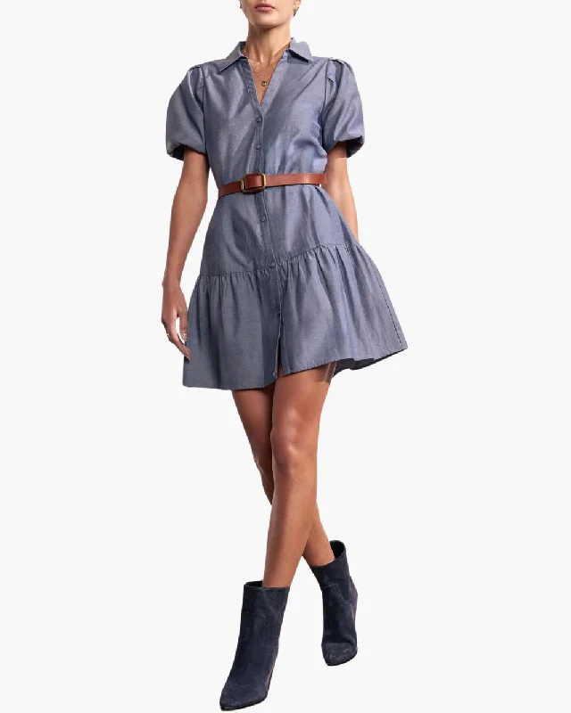 HAVANA MINI DRESS IN WASHED SLATE Cozy Long Sleeve Mini Dress